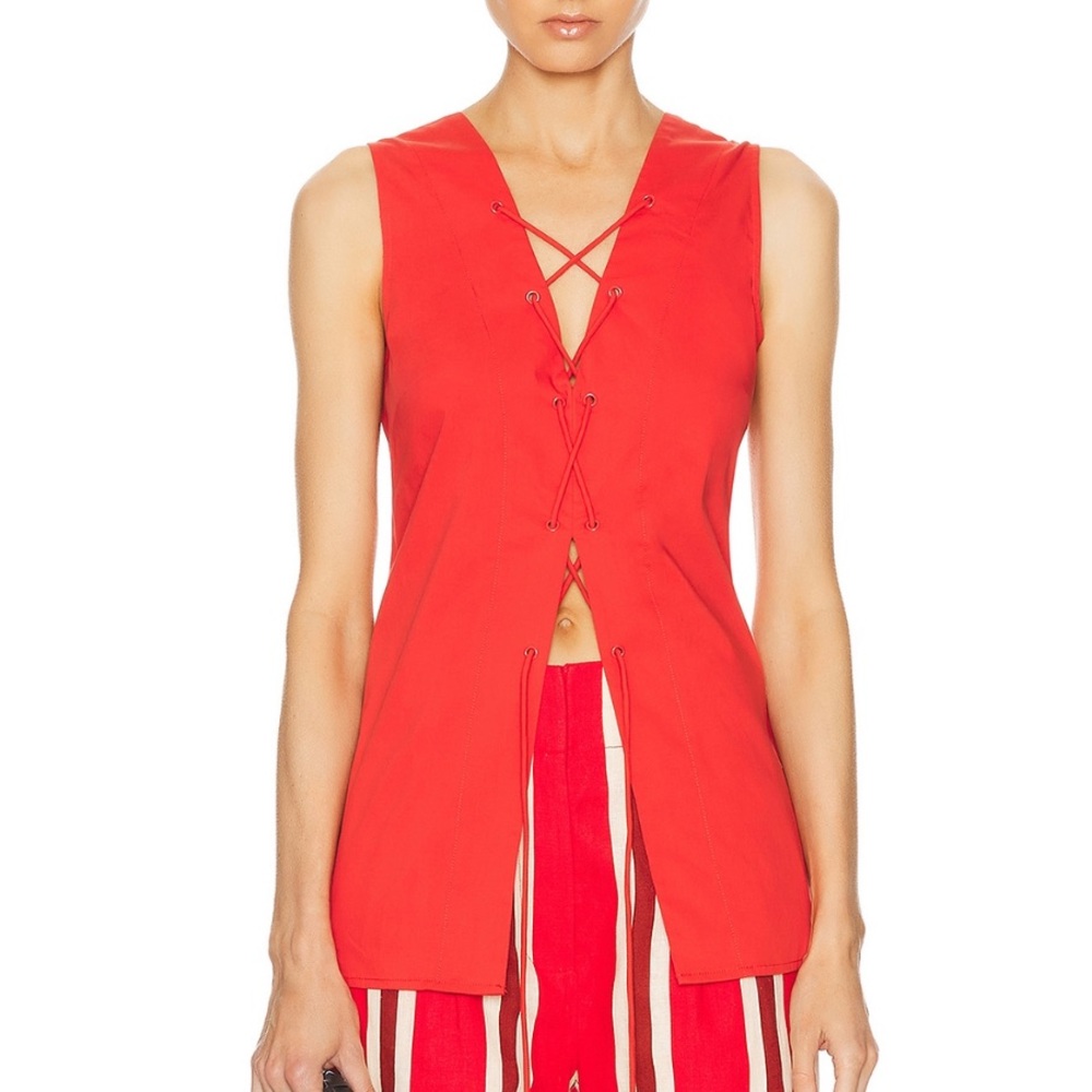 Simon Miller Red Lace-Up Tank Top Vest
